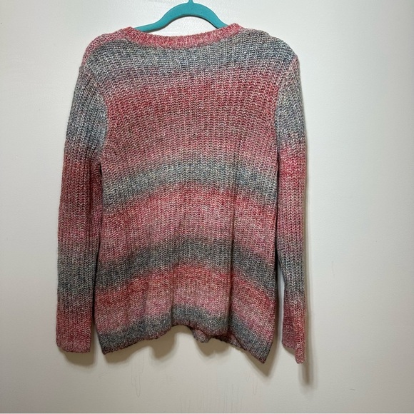 J. Jill Ombre Stripe Crewneck Tunic Sweater Wool Blend Medium - Picture 5 of 6